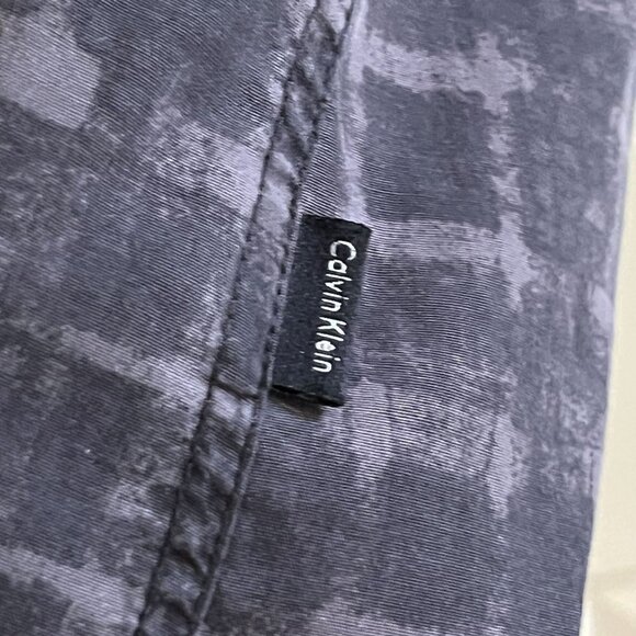 Calvin Klein Shirt Mens L Slim Fit Black Purple Plaid Button Down Short Sleeve - Picture 7 of 9